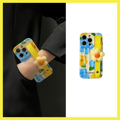 Phone with Case Floral Strap