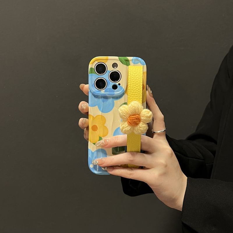 Phone with Case Floral Strap