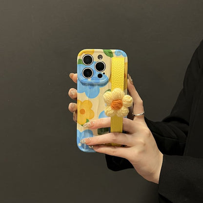 Phone with Case Floral Strap
