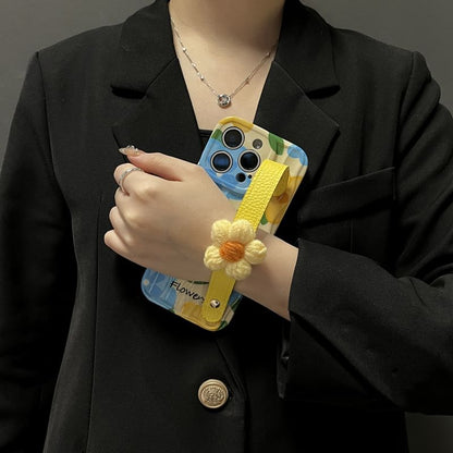 Phone with Case Floral Strap