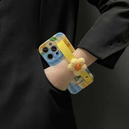 Phone with Case Floral Strap
