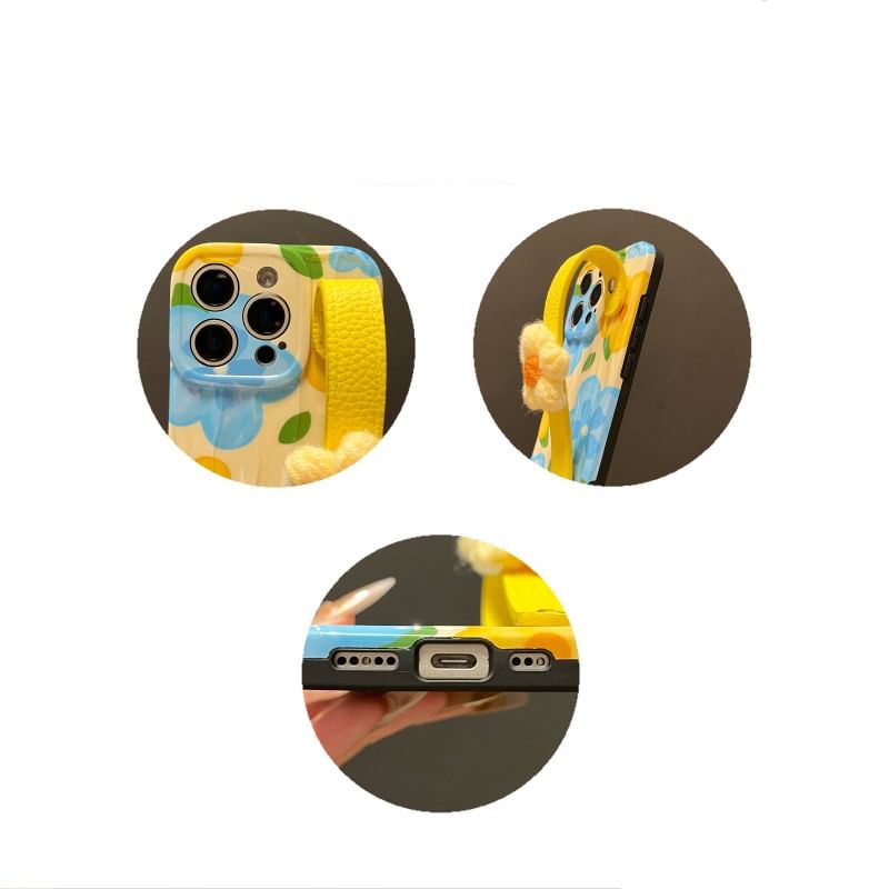 Phone with Case Floral Strap