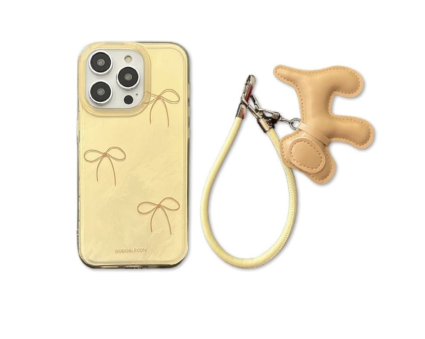 with Charm Dog Phone Case Bow Strap