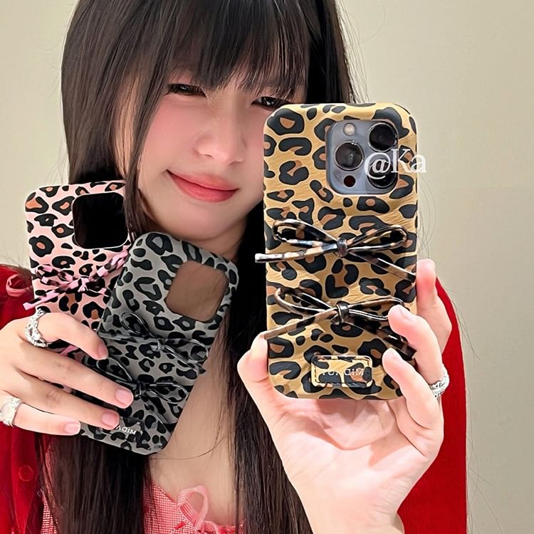 Print Leopard Phone Bow Case