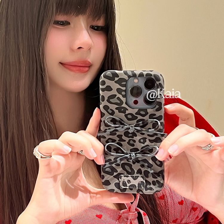 Print Leopard Phone Bow Case