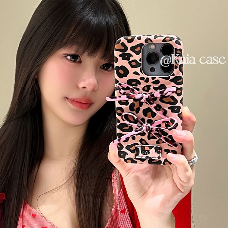 Print Leopard Phone Bow Case