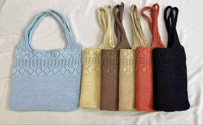 Knit Bag Pointelle Plain Tote
