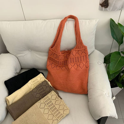 Knit Bag Pointelle Plain Tote