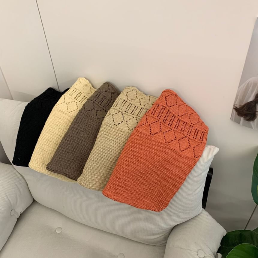 Knit Bag Pointelle Plain Tote