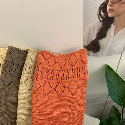 Knit Bag Pointelle Plain Tote