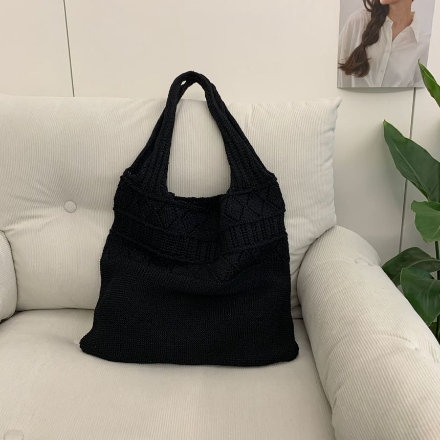 Knit Bag Pointelle Plain Tote
