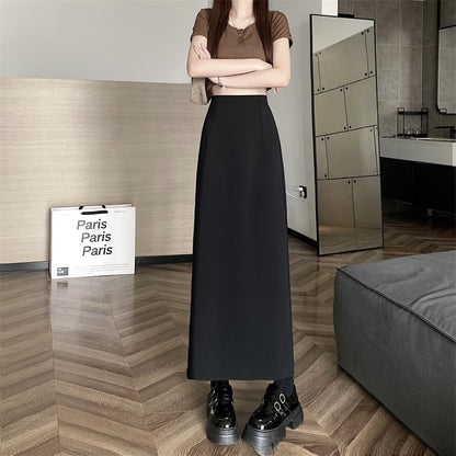 Maxi Skirt High A-Line Plain Rise Back-Slit