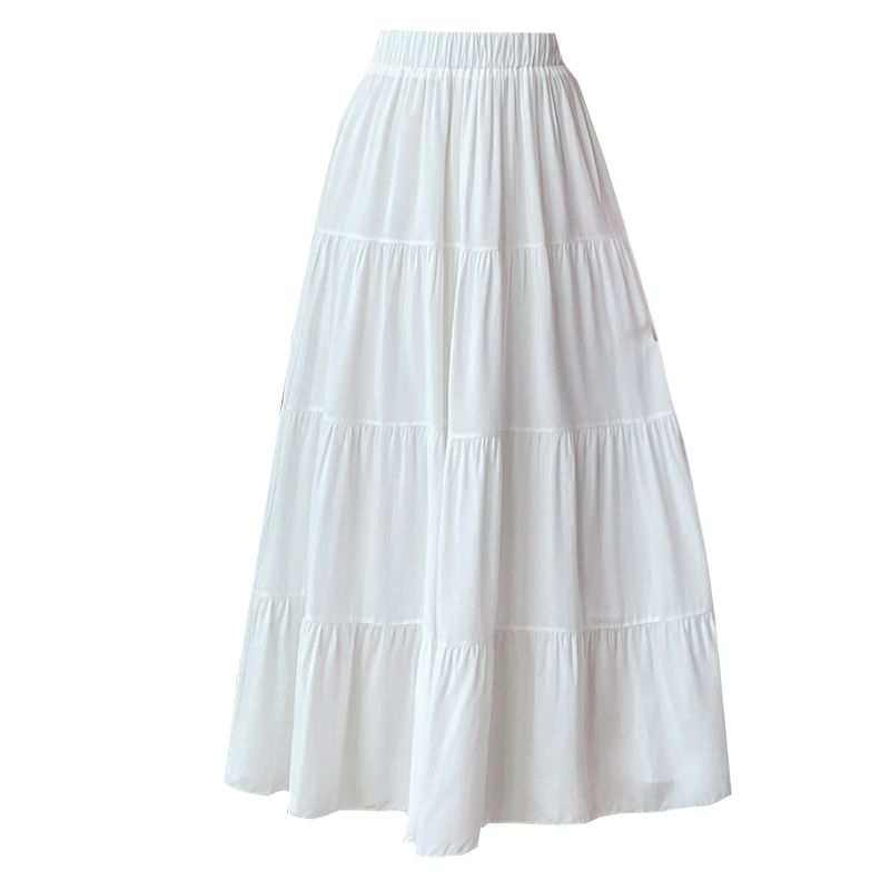 Maxi Rise High Plain A-Line Skirt