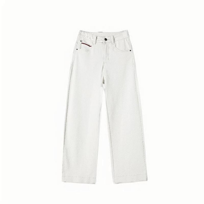 High Wide Contrast Jeans Leg Rise Trim