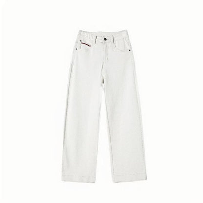 High Wide Contrast Jeans Leg Rise Trim