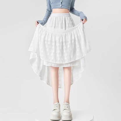 A-Line Waist Patterned High Midi Skirt