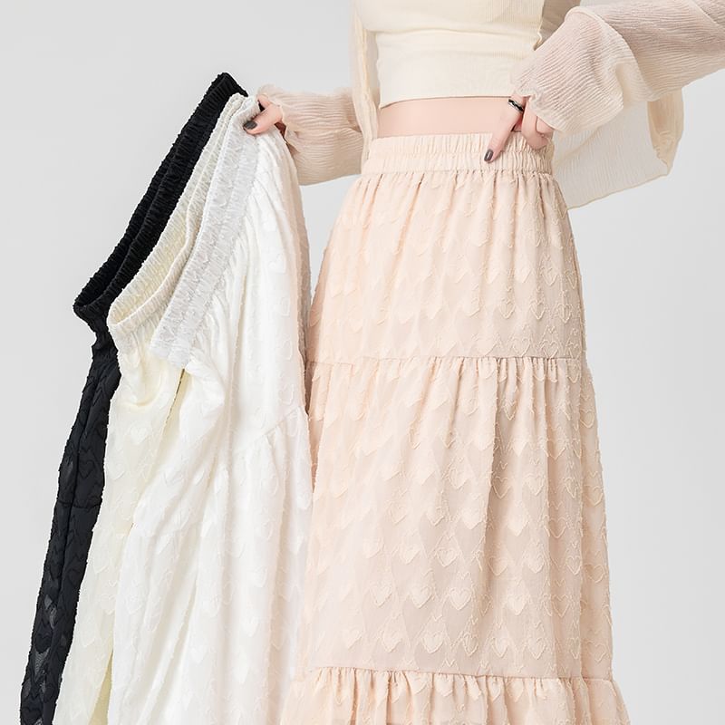 A-Line Waist Patterned High Midi Skirt