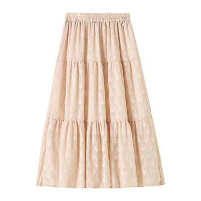 A-Line Waist Patterned High Midi Skirt