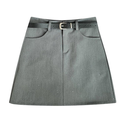 Waist Sequin A-Line High Mini Skirt