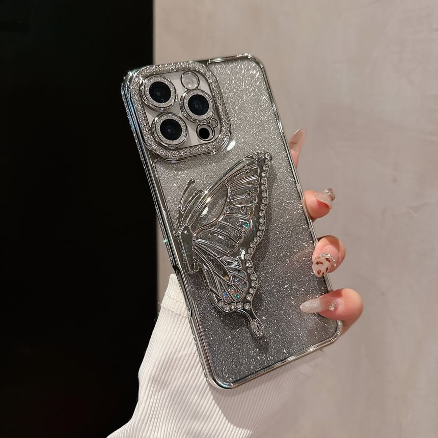 Stand Embellished Butterfly Case Phone