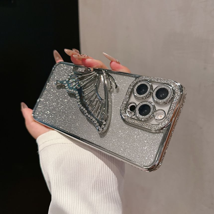 Stand Embellished Butterfly Case Phone
