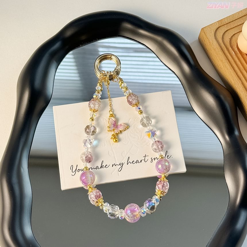 Lanyard Faux Strap Butterfly with Phone Crystal Pad