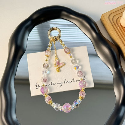 Lanyard Faux Strap Butterfly with Phone Crystal Pad