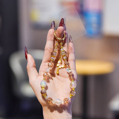 Lanyard Faux Strap Butterfly with Phone Crystal Pad