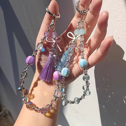 Pad Crystal Bow Lanyard with Faux Phone Strap