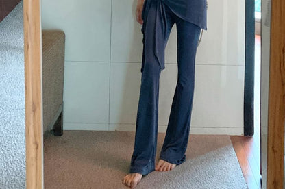 T-Shirt Pants High Shoulder Crop / Plain Overlay Off Yoga Waist Skirt Short-Sleeve