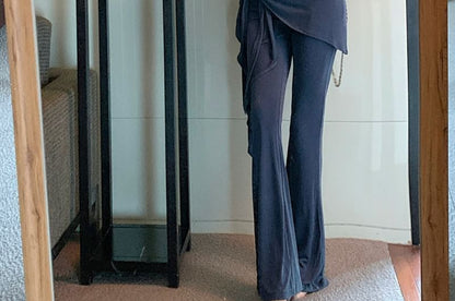 T-Shirt Pants High Shoulder Crop / Plain Overlay Off Yoga Waist Skirt Short-Sleeve