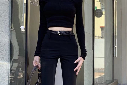 High Rise Plain Pants Flared