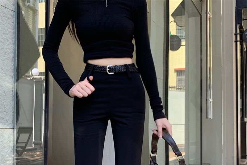 High Rise Plain Pants Flared