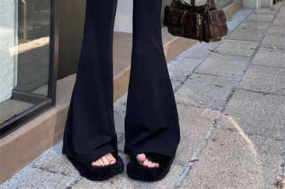 High Rise Plain Pants Flared