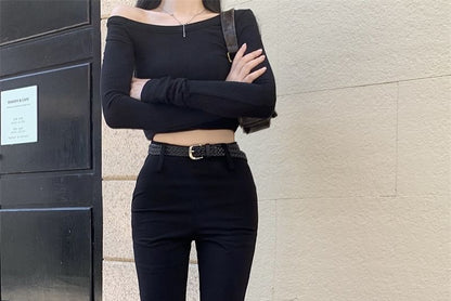 High Rise Plain Pants Flared