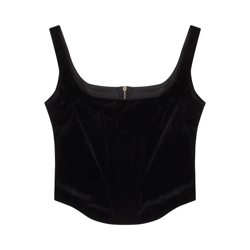 Pants Camisole Flared High Leather Rise Plain Neck / Faux Square Top