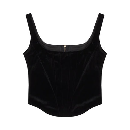 Pants Camisole Flared High Leather Rise Plain Neck / Faux Square Top