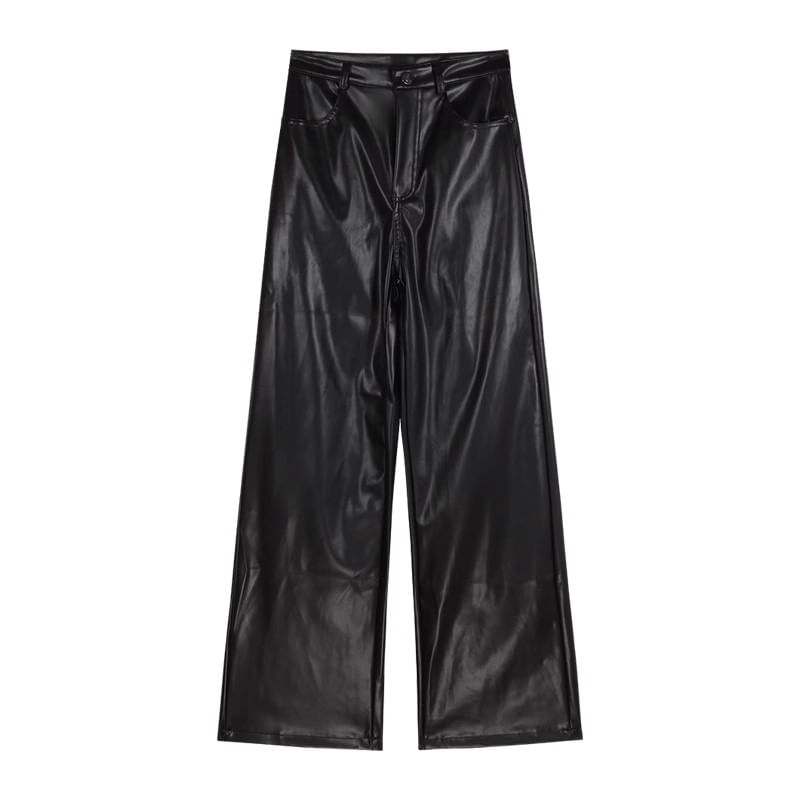 Pants Camisole Flared High Leather Rise Plain Neck / Faux Square Top