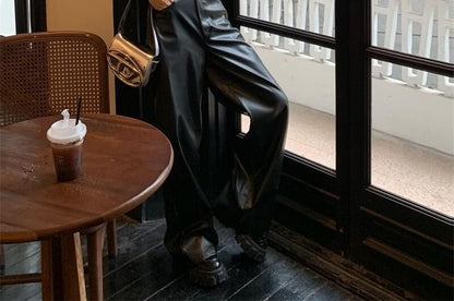 Pants Camisole Flared High Leather Rise Plain Neck / Faux Square Top