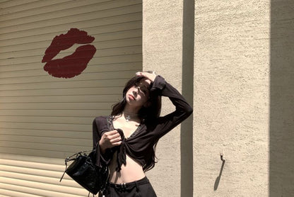 Overlay Flared Pants Skirt Waist High Plain