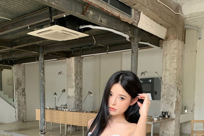 Strapless Waist Top Leg Pants Mid Tube Wide / Striped