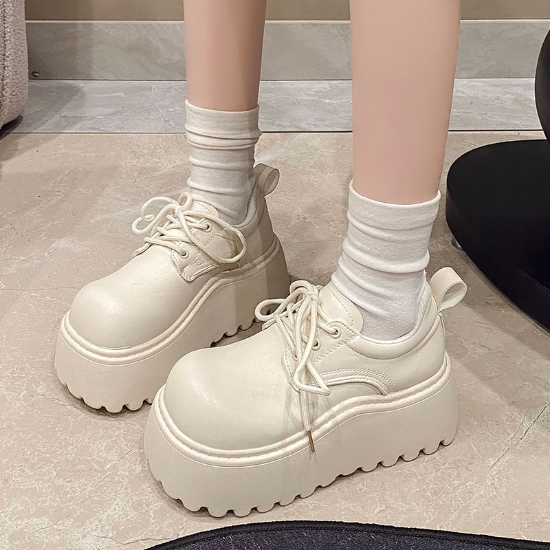 Platform Derby Shoes Lace-Up