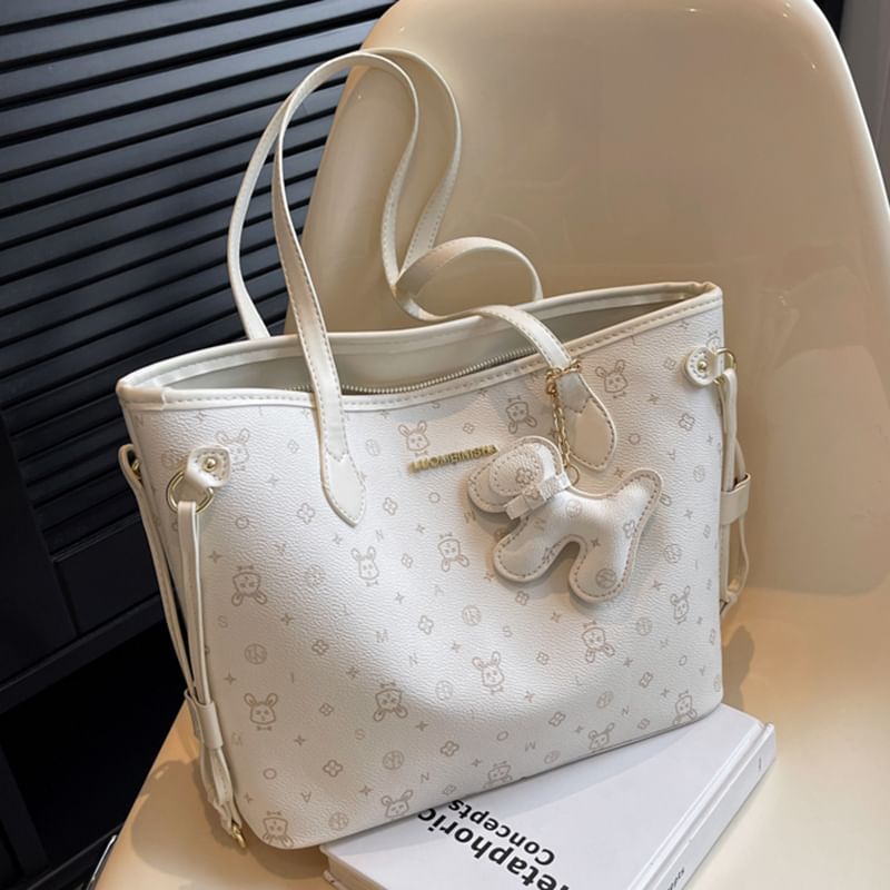 Tote Faux Drawstring Patterned Bag Leather