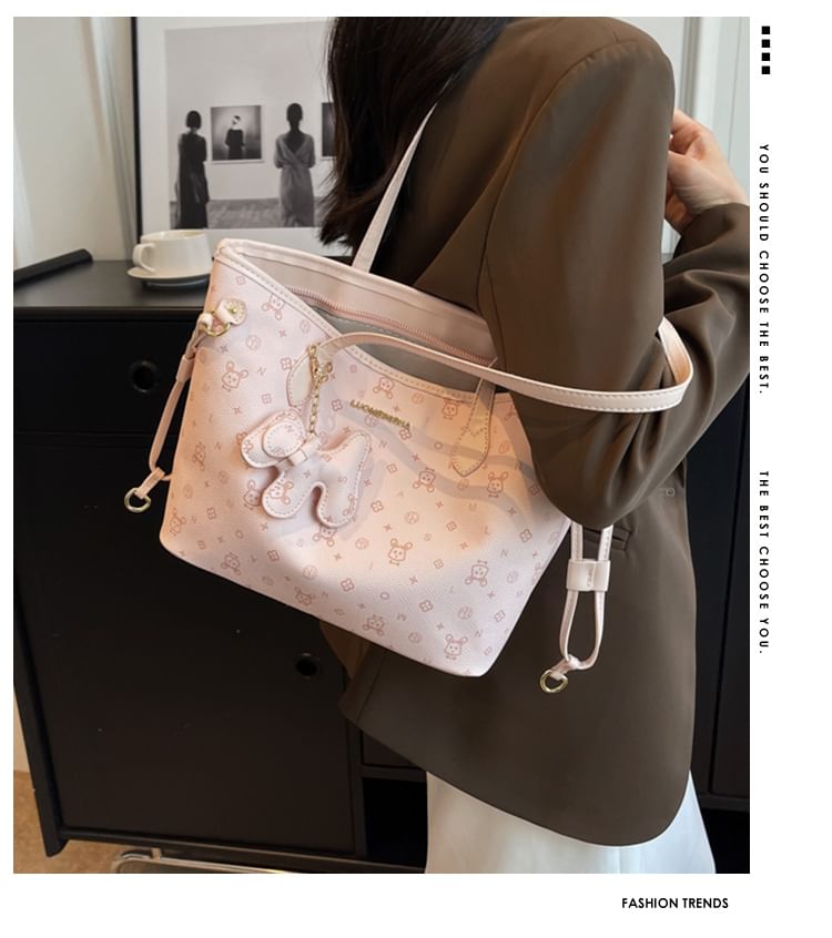 Tote Faux Drawstring Patterned Bag Leather