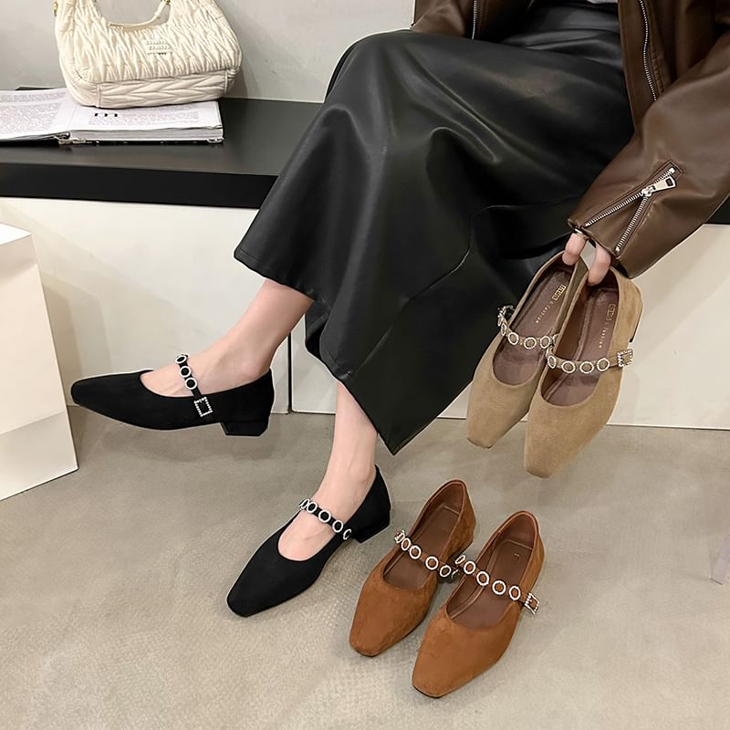 Pumps Accent Jane Chunky Rhinestone Mary Heel