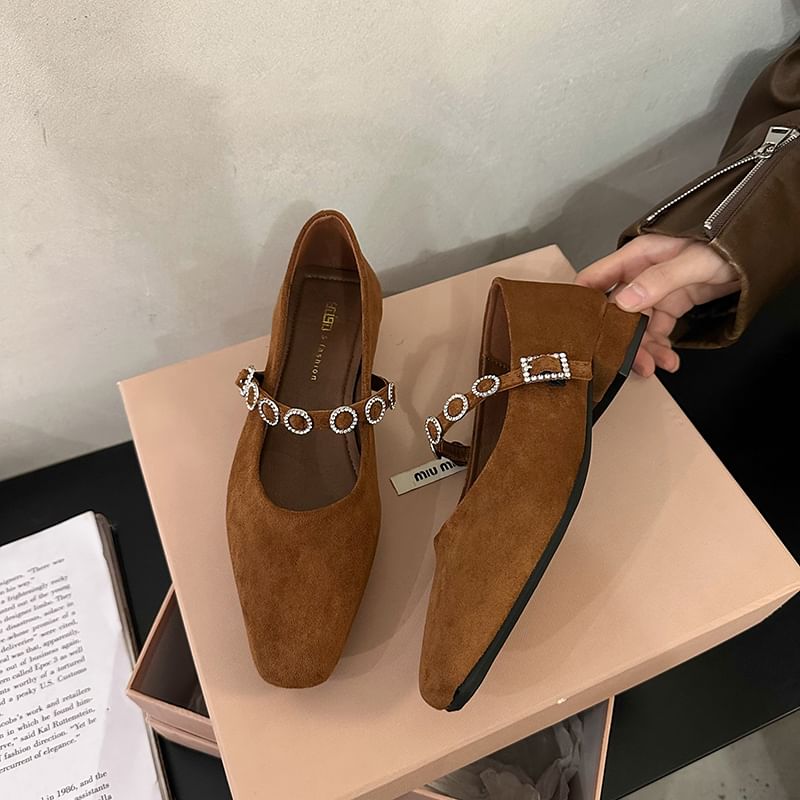 Pumps Accent Jane Chunky Rhinestone Mary Heel