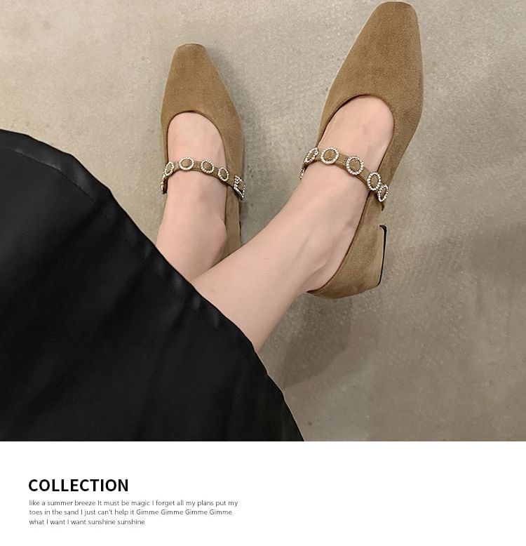 Pumps Accent Jane Chunky Rhinestone Mary Heel