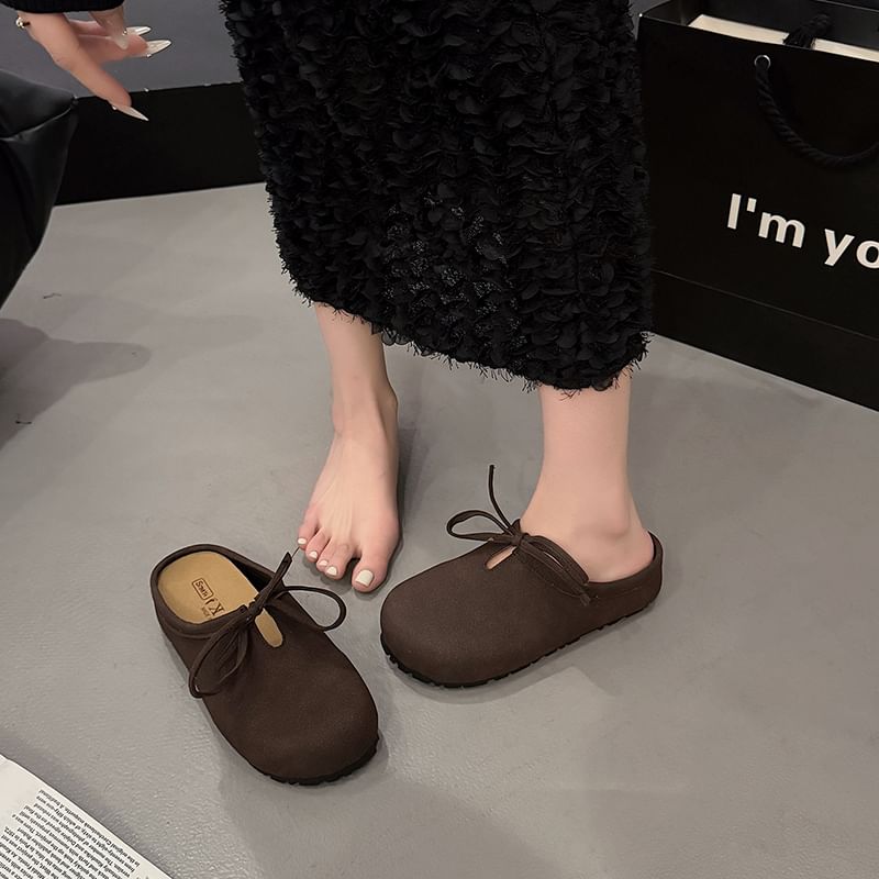 Bow Plain Accent Platform Mules