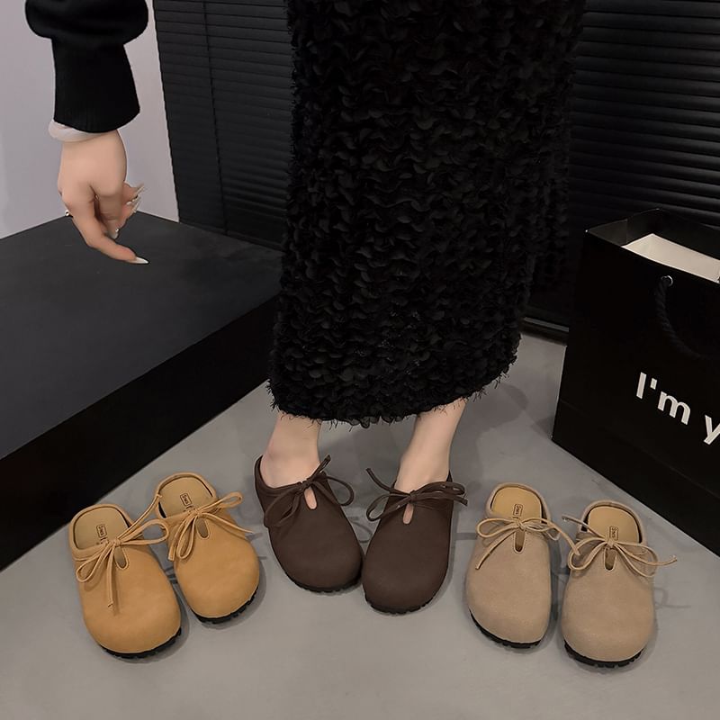 Bow Plain Accent Platform Mules