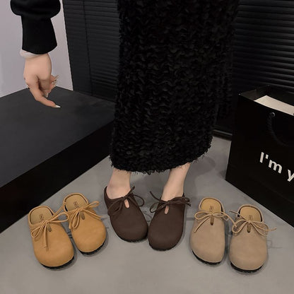 Bow Plain Accent Platform Mules